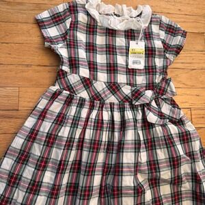 Hope & Henry Girls Red‎ Green White Plaid Organic Cotton Ruffle Dress Size 8 NEW